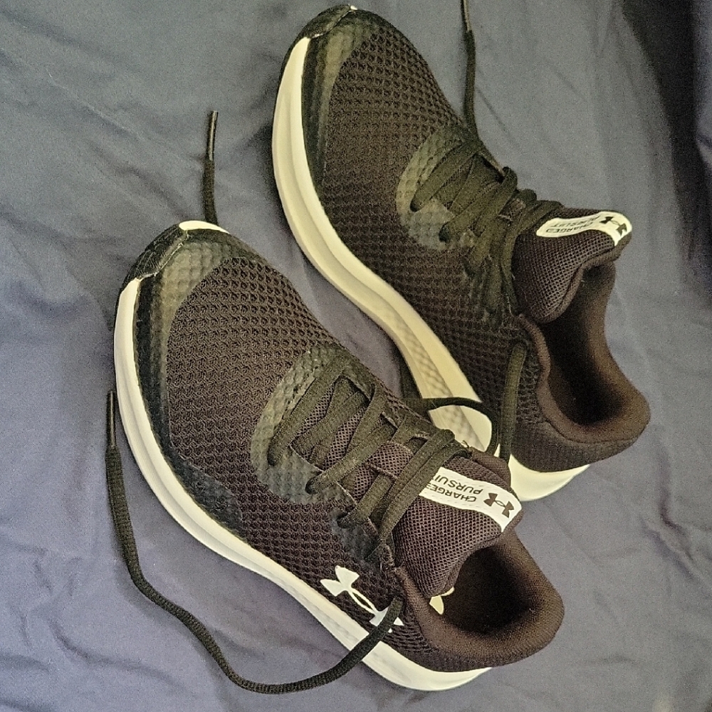 Under Armour Boy's Black and White Athletic Shoes
